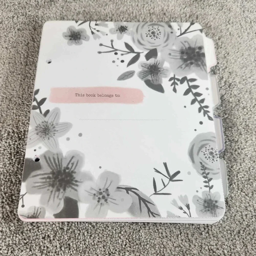 Planner Refill‎ White Floral Lined Grid Tabbed Pages